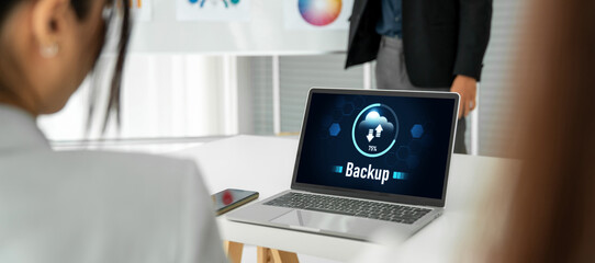 Backup Storage Data Internet Technology Business concept. Database storage cloud technology file data transfer sharing, cyber, big data information, internet banking application download upload snugly
