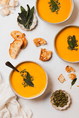 Butternut squash soup with bread