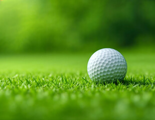 Obraz premium golf ball, lush green grass, macro photography, shallow depth of field