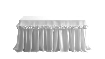 White table draped elegant fabric ruffled edges clean minimalist design