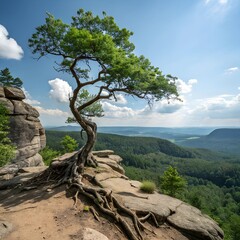 Obraz premium tree on the rocks stunning_landscapes_are_