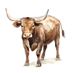 Bull watercolor clipart isolated