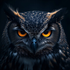 Intense Close-Up of a Eurasian Eagle Owl