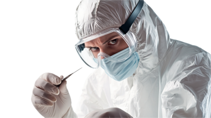 Forensic scientist analyzing evidence in high-tech crime scene investigation laboratory