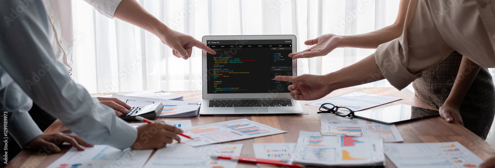 Aufkleber Software development programming on computer screen for brisk application and program coding