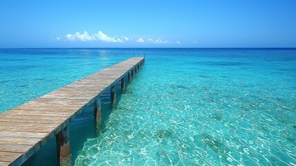 Fototapeta premium Turquoise water pier leading to clear sky