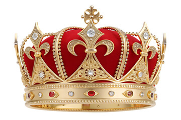 elegant luxury gold red crown isolated on white