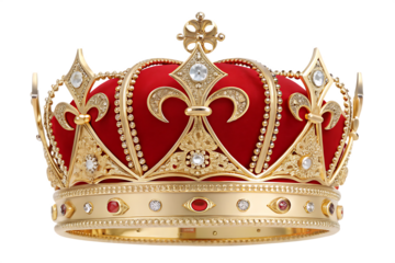 elegant luxury gold red crown isolated on white