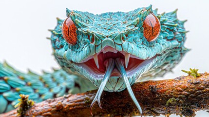 Venomous Blue Viper, Tropical Forest,  Close-up, Attack Pose