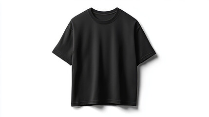 Plain black t shirt mockup, Blank male t shirt front view, isolated on white background