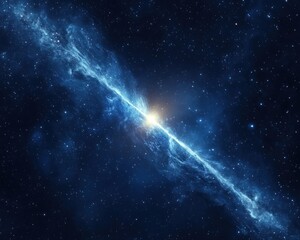 Naklejka premium distant pulsar lighthouse effect, illuminating surrounding interstellar dust and casting faint shadows