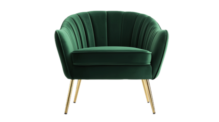 Elegant plush velvet armchair display furniture photography minimalist environment front view modern design