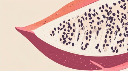 Fototapeta premium A Captivating Dragon Fruit Slice: A Vibrant and Fresh Illustration of a Tropical Fruit