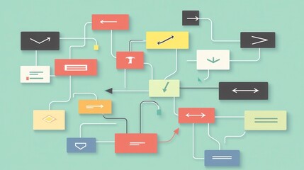 Abstract Flowchart Design: A Modern Technological Process Visualization