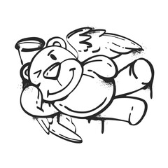 Urban art elements, graffiti vector icons set.