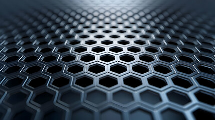 Close Up View Of A Hexagonal Metal Grid Patterned Background with Metallic Texture
