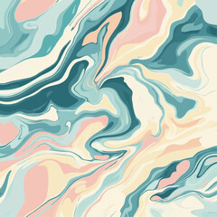 Abstract fluid marble pattern with smooth, flowing lines and a limited pastel color palette. High contrast design for vector tracing and decorative backgrounds