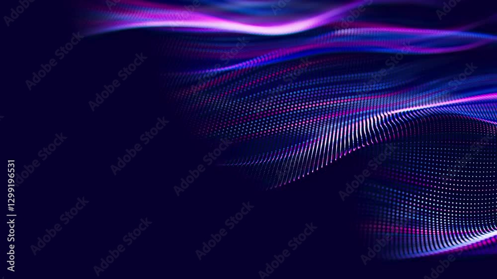 Poster futuristic technology wave motion with shallow dof. digital cyberspace concept. abstract wave with m
