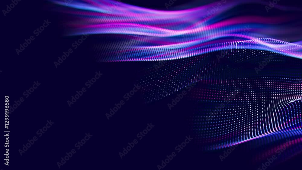 Poster futuristic technology wave motion with shallow dof. digital cyberspace concept. abstract wave with m