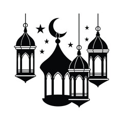 Lantern silhouette isolated on white background