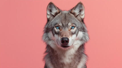 Fototapeta premium A wolf on a pink background