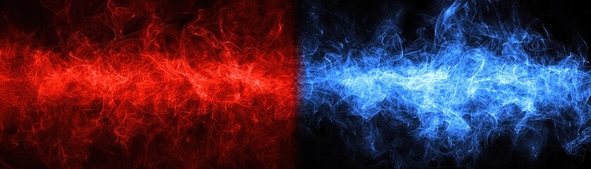 Fototapeta premium Red and blue fire clashing; abstract background for design