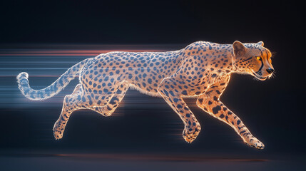 Cheetah Running at Full Speed, Holographic Projection
