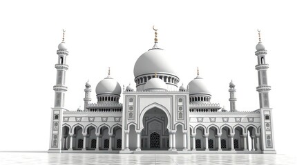 Fototapeta premium Stunning White Mosque 3d Render Islamic Architecture