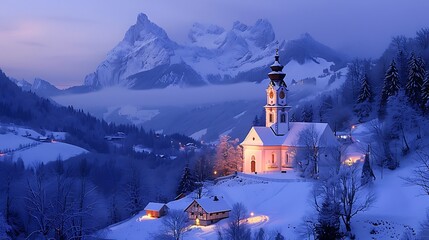 Church of St. Mary Magdalene on the background of the Dolomites, Italy