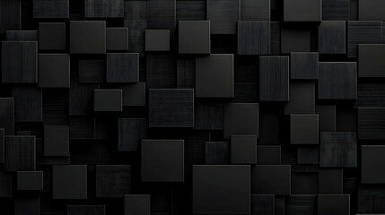 Abstract Black Cubes Arrayed Seamlessly with Textured Surfaces and Subtle Lighting for Modern Design