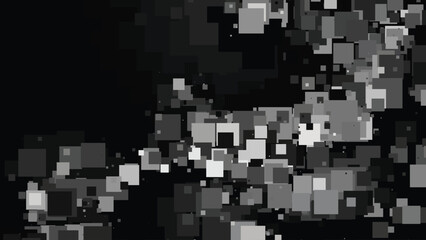 Abstract Monochrome Geometric Pattern with Overlapping Geometric unique on Black Background