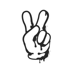Graffiti spray paint element hand gesture pacific peace symbol