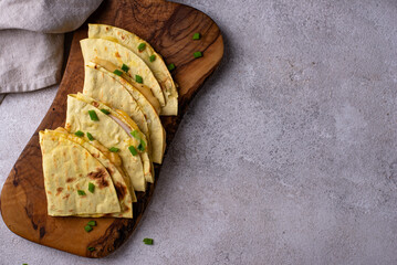 Quesadilla with chicken, tortilla wrap