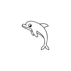 Obraz premium Cute black and white dolphin illustration.A simple, line art illustration of a dolphin leaping.