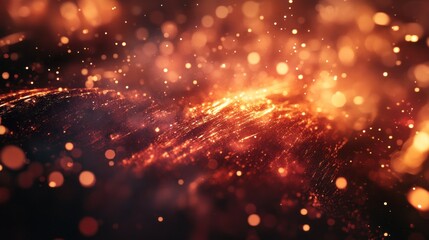 Abstract fiery waves, glowing sparks, dark background