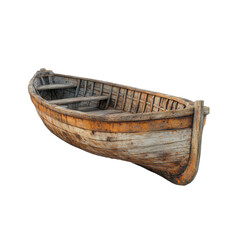 3D render asset of boat wooden older on white or transparency background