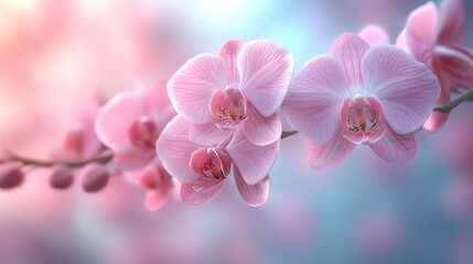 Fototapeta premium Serene Pink Orchids: A Pastel Dream