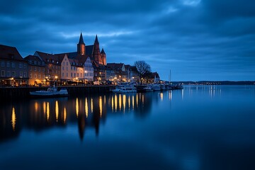 Fototapeta premium Old town of Gdansk at sunset, Poland. Long exposure.