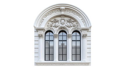 Obraz premium Ornate White Window Architectural Detail Triple Windows Classic Design