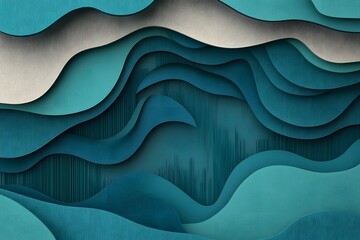 Obraz premium Abstract 3D render of blue wavy shapes with intricate textures, ideal for technology-themed designs, digital backgrounds, or modern branding materials