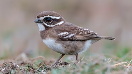 White-browed Sparrow in grassland habitat. Wildlife photography for nature books