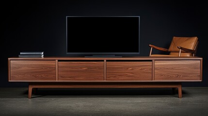 Modern Wooden TV Stand in Studio