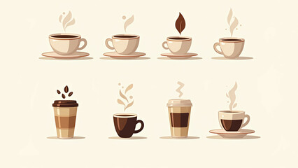 Obraz premium coffee illustrations icons cafe shop design