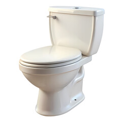 Classic White Two-Piece Toilet - Bathroom Fixture isolated on transparent background