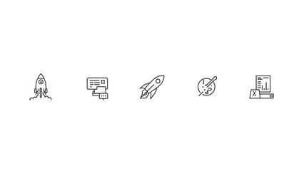 startup line icons set vector