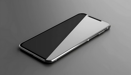 Realistic smartphone with blank screen on colorful background.