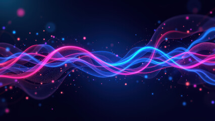 Fototapeta premium Coding and technology abstract digital background with colorful light waves and stars.