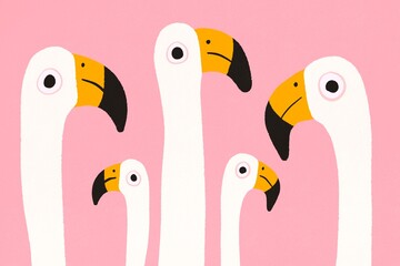 Playful flamingo illustration with pastel pink background