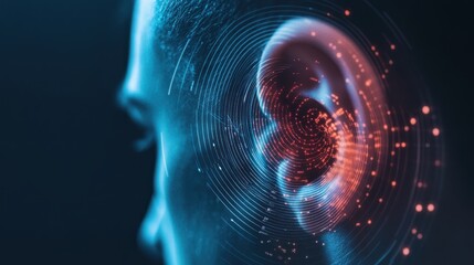 Digital Ear, Sound Waves, Abstract, Dark Background