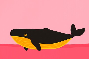 Vibrant Whale Illustration on Pink Background